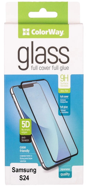 Захисне скло ColorWay 9H FC Glue для Samsung Galaxy S24 Black (CW-GSFGSG921-BK) - зображення 3