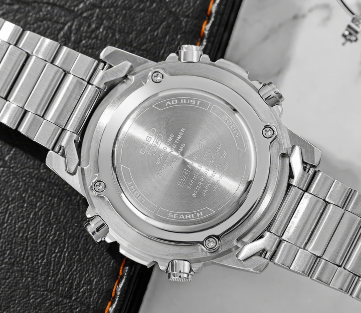 Мужские часы CASIO AMW-880D-9AVDF в серебристом исполнении с желтым циферблатом. - изображение 3