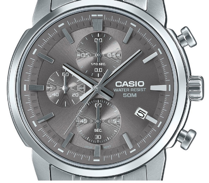 Чоловічий годинник Casio MTP-E510D-8AVDF у сріблястому виконанні з темно-сірим циферблатом. - зображення 2