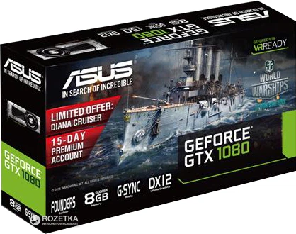 Видеокарта Asus PCI-Ex GeForce GTX 1080 Founders Edition 8GB