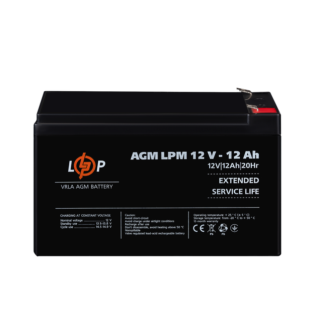 Акумулятор свинцево-кислотний LogicPower AGM LPM 12 - 12 AH - зображення 2