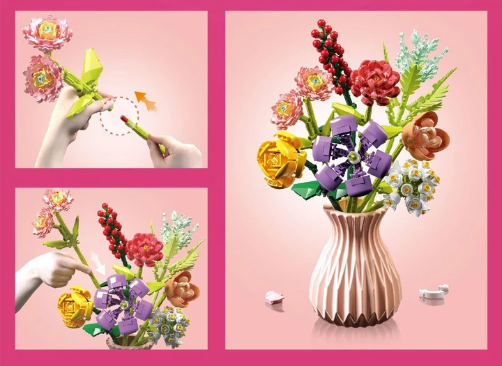 Конструктор Квіти у вазі Flowers Building Block 724 деталі
