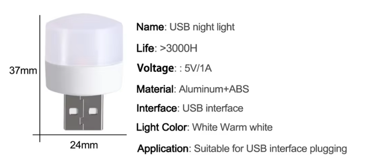 Лампа Mini USB LED лампочка White 37 мм - Фото 5 Лампа Mini USB LED лампочка White 37 мм - изображение 5
