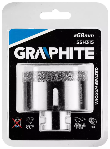 Otwornica diamentowa Graphite 68 mm M14 55H315 (5902062509406) - obraz 6