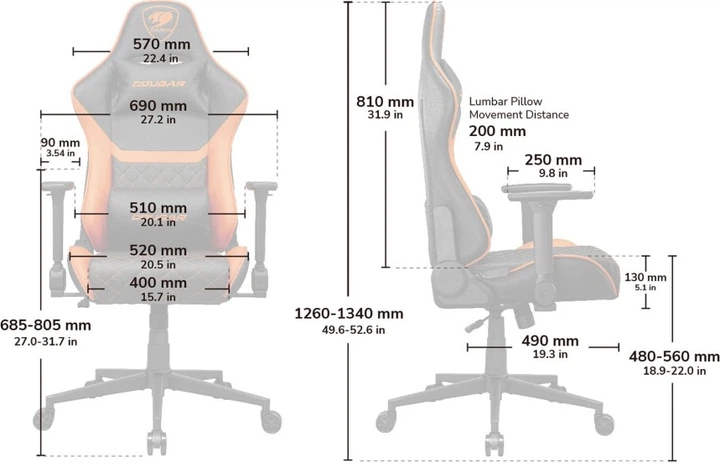 Fotel gamingowy Cougar Armor One V2 F Black-Orange (CGR-A2F) - obraz 9