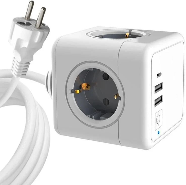 Подовжувач MicroConnect 4 Way Schuko - 2 x USB Type-A, 1 x USB Type-C 1.5 м White (MC-CUBE015USBC) - зображення 1