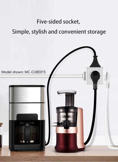 Przedłużacz MicroConnect 4 Way Schuko - 2 x USB Type-A, 1 x USB Type-C 1.5 m White (MC-CUBE015USBC) - obraz 3