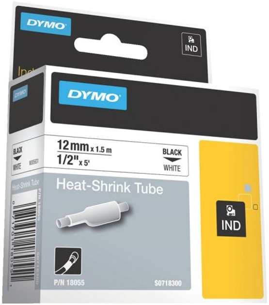 Rurka termokurczliwa Dymo RhinoPro Heat Shrink Tubing 12 mm x 1.5 m Black/White (18055) (71701180551) - obraz 3