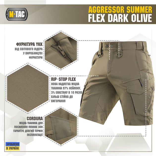 Шорті M-Tac Aggressor Summer Flex Dark Olive 2XL 20472048-2XL - зображення 2