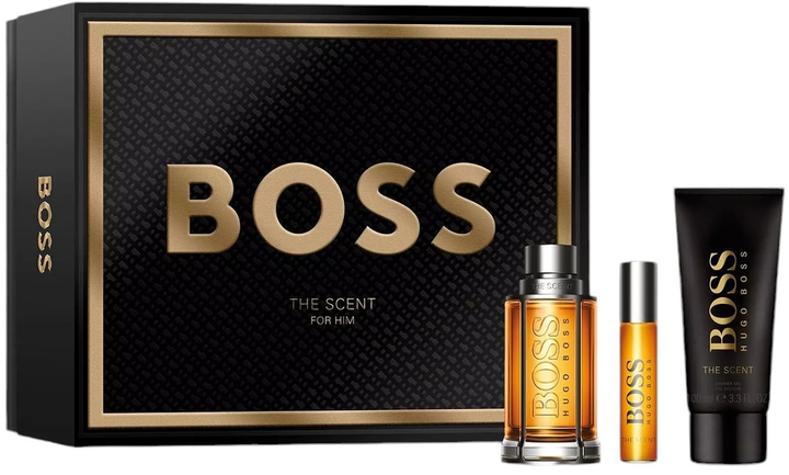 Подарунковий набір для чоловіків Hugo Boss The Scent For Him Туалетна вода 100 мл + Мініатюра Туалетна вода 10 мл + Гель для душу 100 мл (3616305439550) - зображення 1