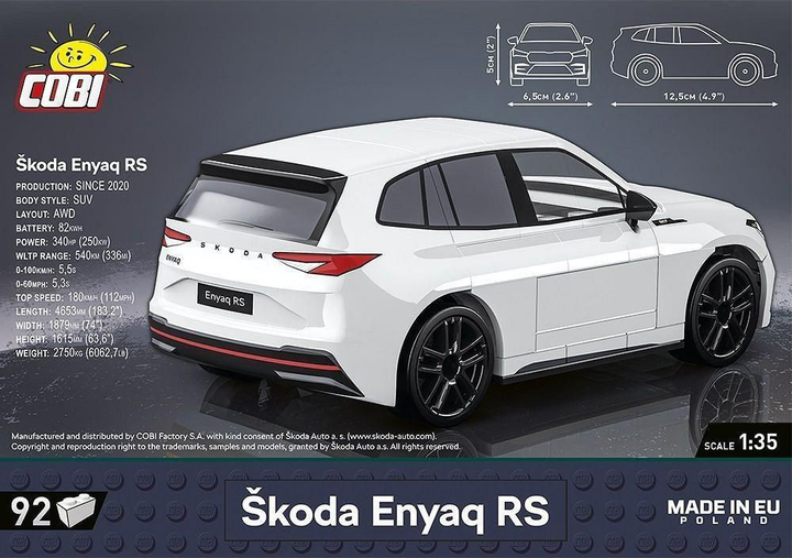 Samochód klockowy Cobi 24575 Skoda Enyaq RS 102 elementy (5902251245757) - obraz 4