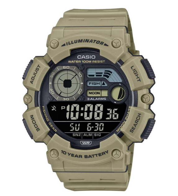 Часы CASIO WS-1500H-5BVDF для мужчин в хаки цвете с черным циферблатом. - изображение 4