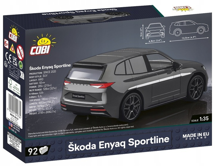 Samochód klockowy Cobi 24576 Skoda Enyaq Sportline 92 elementy (5902251245764) - obraz 3