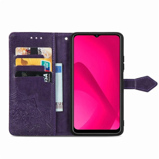 Чехол Vintage для Xiaomi Redmi 14C книжка кожа PU с визитницей фиолетовый - изображение 4