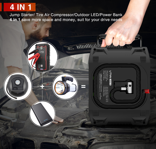 Пусковое автомобильное устройство Jump Starter UTRAI Jstar 5 2000А / 16000mAh 4 в 1 - изображение 7