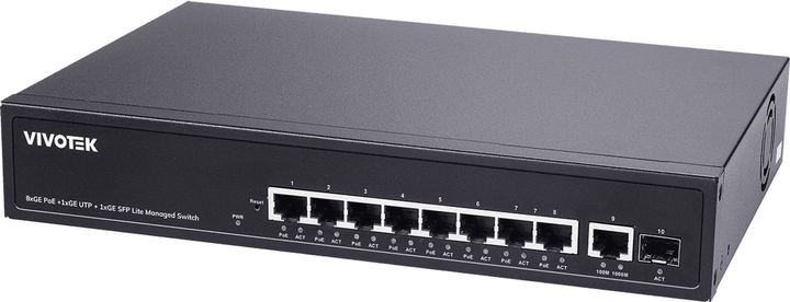 Комутатор Vivotek 10-port Lite Managed PoE Black (AW-GEL-105A-110) - зображення 1