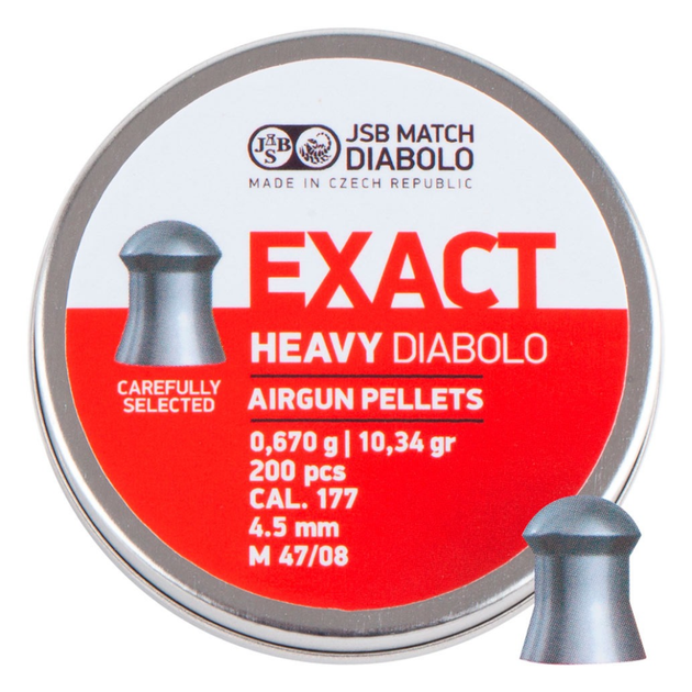 Пули для пневматики JSB Diabolo Exact Heavy (4,52мм, 0,67г, 200 шт) - изображение 1