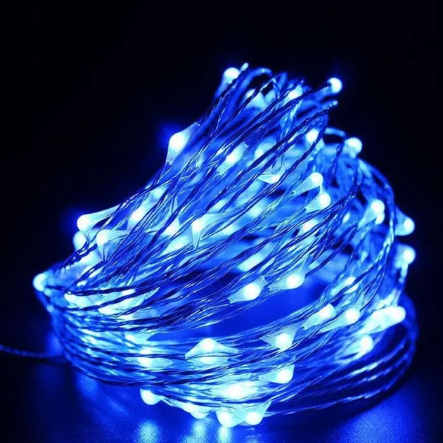 Светодиодная гирлянда нить Роса 20м, от USB, 200 LED, 8 режимов, IP44, Синий - Фото 3 Светодиодная гирлянда нить Роса 20м, от USB, 200 LED, 8 режимов, IP44, Синий - изображение 3