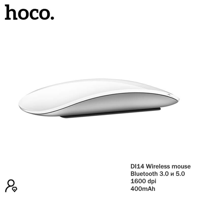 Беспроводная мышь Hoco Wireless mouse DI14 (Bluetooth 3.0 и 5.0, 1600 dpi, 400mAh, для ноутбука, макбука) - белый - изображение 1