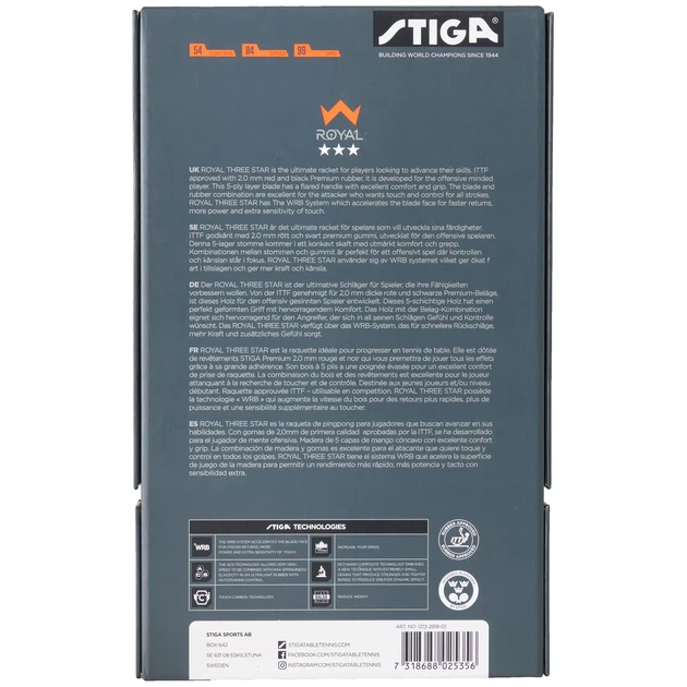 Ракетка для настольного тенниса Stiga Royal WRB 3 Star FL (1213-2818-01) - изображение 2