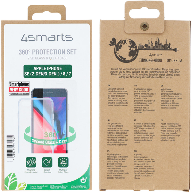 Панель + скло 4smarts Hybrid Case Ibiza для Apple iPhone 7/8/SE 2/SE 3 Transparent (4250774917905) - зображення 3
