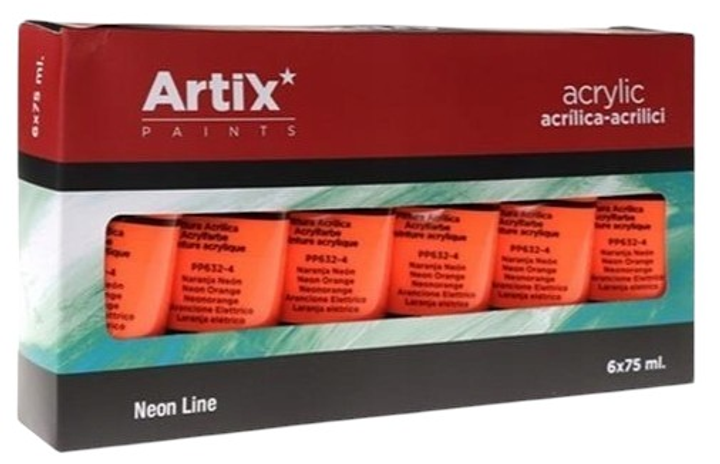 Zestaw farb akrylowych Artix PP632-4 Neon Orange 6 x 75 ml (18435250982384) - obraz 2