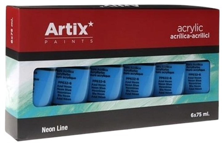 Zestaw farb akrylowych Artix PP632-6 Neon Blue 6 x 75 ml (18435250982407) - obraz 2