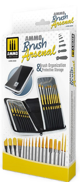 Набір пензлів Ammo Brush Arsenal Brush Organization & Protective Storage 17 шт (8432074085805) - зображення 1