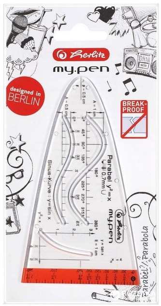 Линейка тригонометрическая Herlitz My Pen Urban небьющийся пластик ...