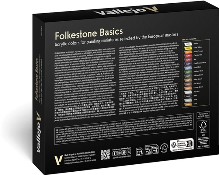 Zestaw farb Vallejo Folkestone Basics 70.101 16 szt x 18 ml (8429551701013) - obraz 4