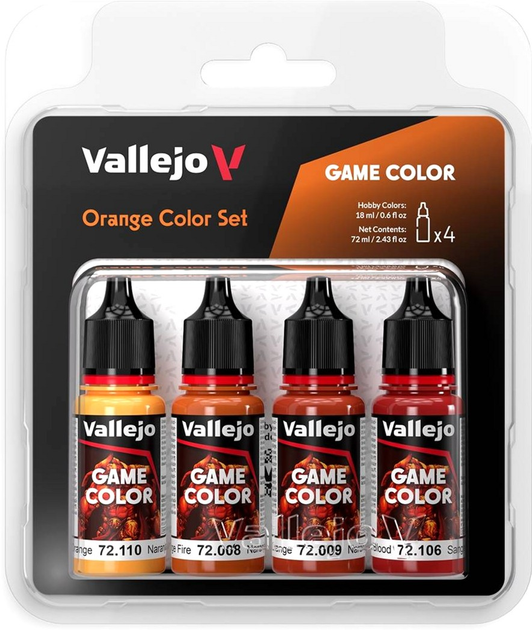 Zestaw farb akrylowych Vallejo Game Color 72.381 4 x 18 ml Pomarańczowe (8429551723817) - obraz 1