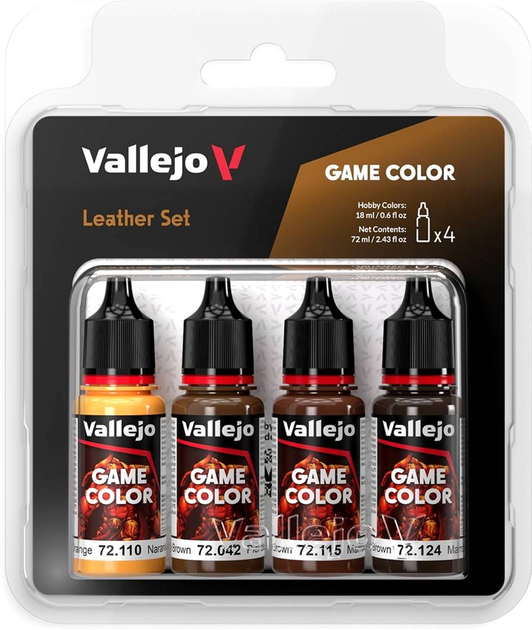 Набір акрилових фарб Vallejo Game Color 72.385 4 x 18 мл Leather (8429551723855) - зображення 1