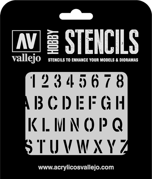 Szablon Vallejo ST-LET002 Stencils Stamp Font 1:35 (8429551986519) - obraz 1