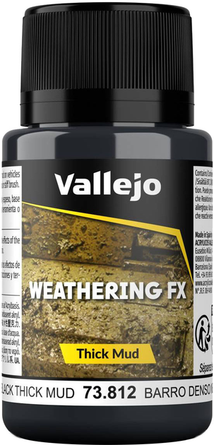 Акрилова фарба Vallejo Weathering FX Thick Mud 73.812 40 мл Black (8429551738125) - зображення 1