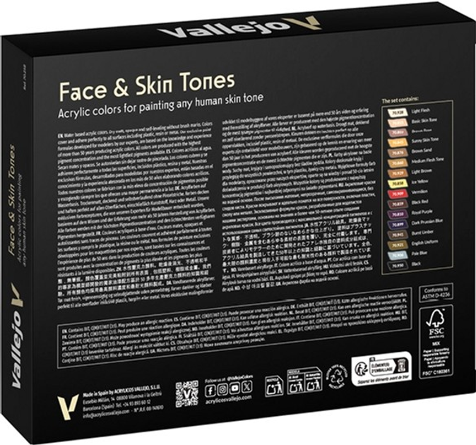 Zestaw farb akrylowych Vallejo Model Color 70.258 Figure Face & Skin Tones 16 szt x 18 ml (8429551702584) - obraz 3
