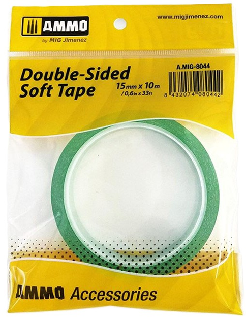 Малярна стрічка Ammo Double-Sided Soft Tape Двостороння 15 мм x 10 м (8432074080442) - зображення 1