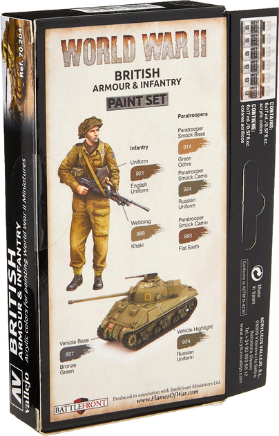 Набір акрилових фарб Vallejo Model Color 70.204 WWII British Armour & Infantry 6 шт x 18 мл (8429551702041) - зображення 2