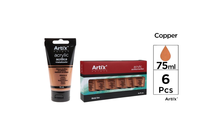 Zestaw farb akrylowych Artix PP633-3 Copper 6 x 75 ml (18435250985231) - obraz 2