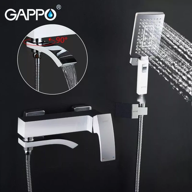 Змішувач для ванни GAPPO G3207-8, білий/хром G3207-8 - изображение 4