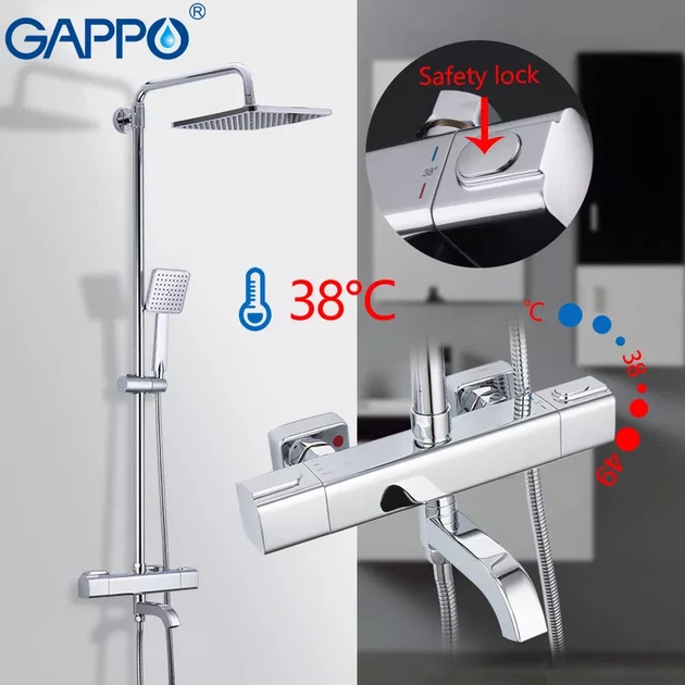Душова система з термостатом GAPPO G2491, вилив - перемикач на лійку, хром G2491 - изображение 3