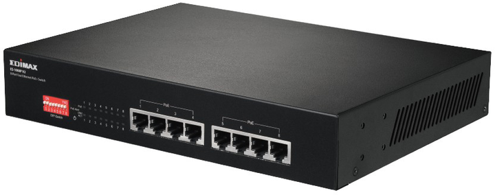 Switch Edimax Gigabit Ethernet 8 Ports Long Range PoE+ Switch with DIP Switch Black (ES-1008P V2) - obraz 2