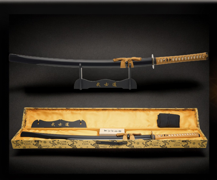 Самурайский меч Катана PREMIUM RED+BLACK KATANA на подставке в подарочном кейсе - изображение 1