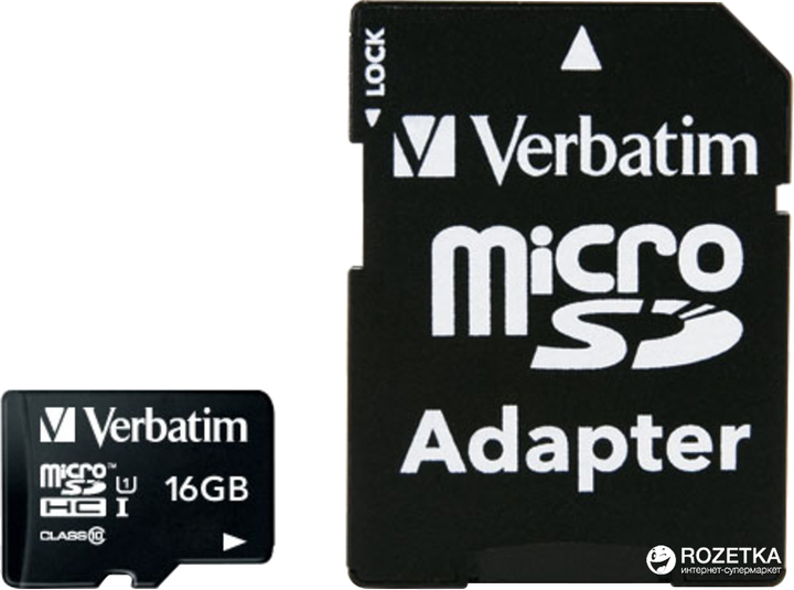 Карта памяти Verbatim Premium MicroSDHC 16GB Class 10 + SD-адаптер (44082) - изображение 1