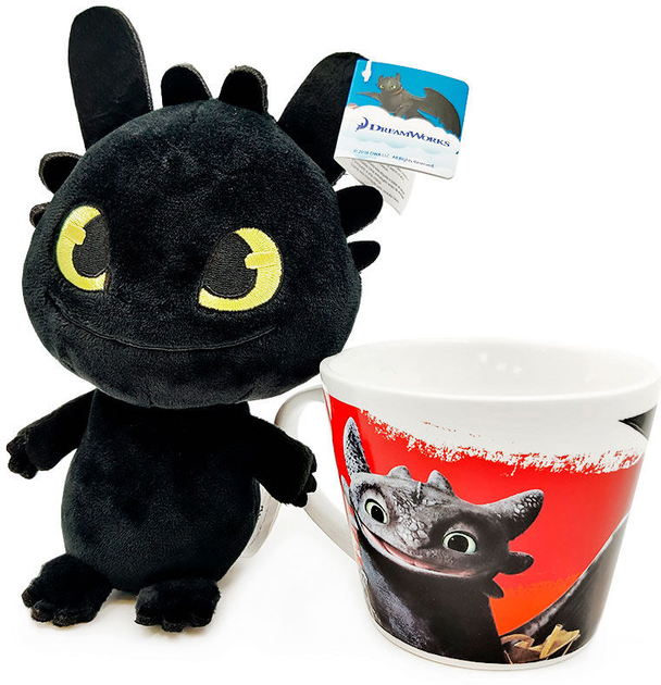 Zestaw upominkowy Dreamworks Animation How to Train Your Dragon Toothless Filiżanka 350 ml + Maskotka 18 cm (8028716159906) - obraz 3