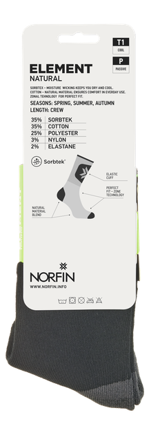 Носки Norfin T1P ELEMENT NATURAL CREW р.XL (45-47) - Фото 5 Носки Norfin T1P ELEMENT NATURAL CREW р.XL (45-47) - изображение 5