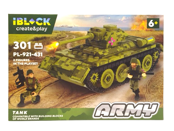 Конструктор IBlock "Army" Танк с наклейками 301 деталь PL-921-431 - Фото 5 Конструктор IBlock "Army" Танк с наклейками 301 деталь PL-921-431 - изображение 5