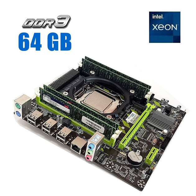 Комплект: Материнская плата Envinda X79G v1.51 + Intel Xeon E5-2695 v2 (12 (24) ядер по 2.4 - 3.2 GHz) / 64 GB DDR3 + Рамка крепления LGA2011 б/у - изображение 1