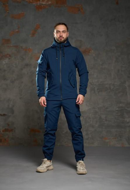 Мужской костюм Softshell утепленный куртка и штаны на флисе Intruder 0190 4XL Синий ( IN - 0190/04 N ) - изображение 4