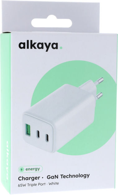 Мережевий зарядний пристрій alkaya 65W Wall Charger Triple Port White (CR-50008) - зображення 4