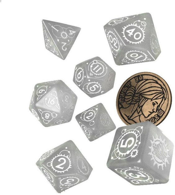 Zestaw kości Q-Workshop The Witcher Dice Kit Ciri Pani Czasu i Miejsca 7 elementów Szare (5907699496389) - obraz 1